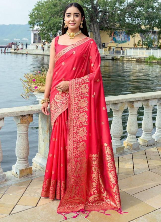 Soft Silk Rani Pink Traditional Wear Weaving Saree